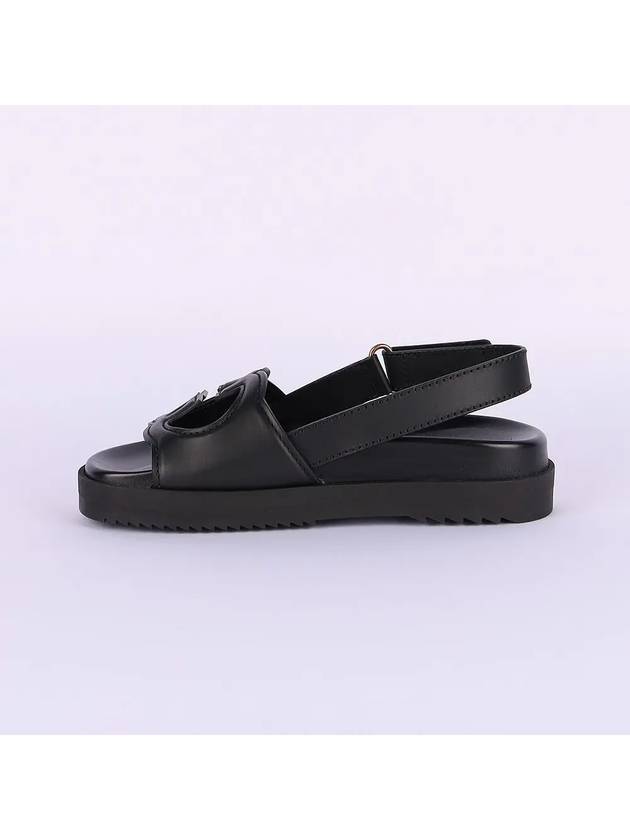 Interlocking G Leather Sandals Black - GUCCI - BALAAN 4