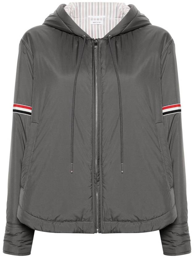 Ultra Light Nylon Tech Down Fill Armband Shirt Hem Hooded Jacket Grey - THOM BROWNE - BALAAN 2