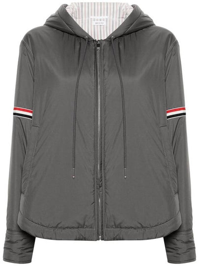 Ultra Light Nylon Tech Down Fill Armband Shirt Hem Hooded Jacket Grey - THOM BROWNE - BALAAN 2