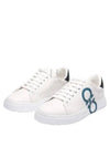 Number Gancini Low Top Sneakers White Mediterranean Blue - SALVATORE FERRAGAMO - BALAAN 2