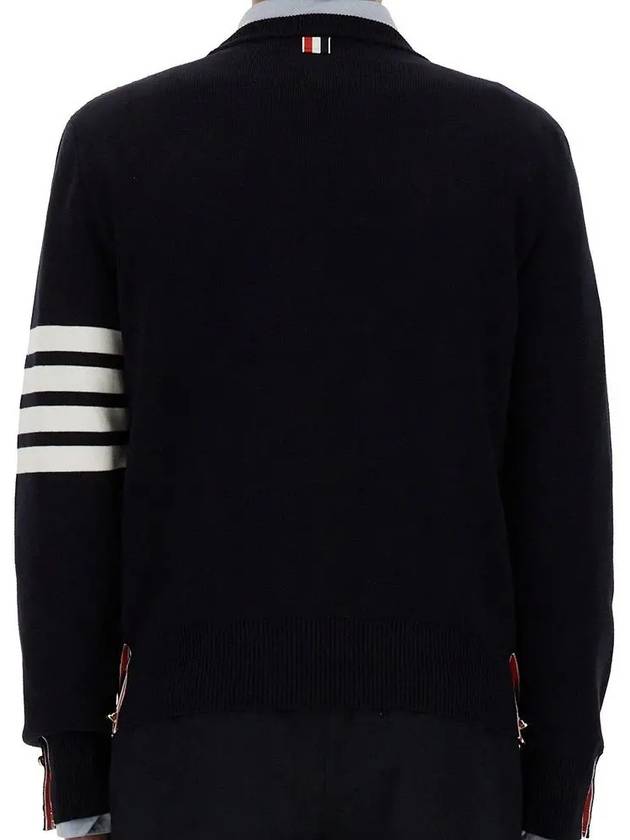 4 Bar Armband Milano Stitch Knit Top Navy - THOM BROWNE - BALAAN 4