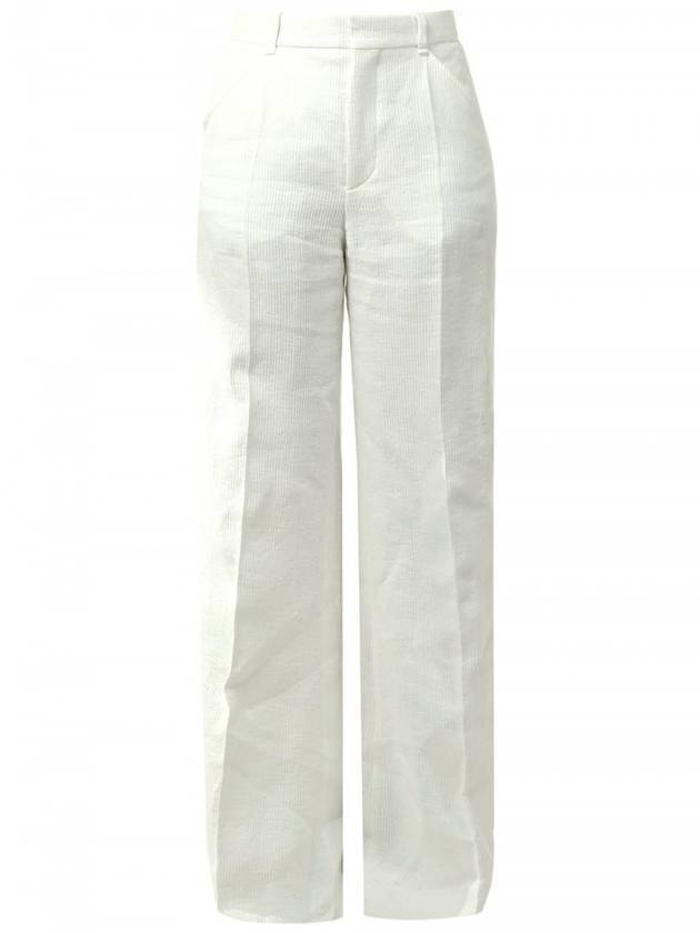 Women's Linen Flare Wide Pants White - CHLOE - BALAAN 1