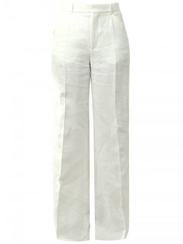 Women's Linen Flare Wide Pants White - CHLOE - BALAAN 1