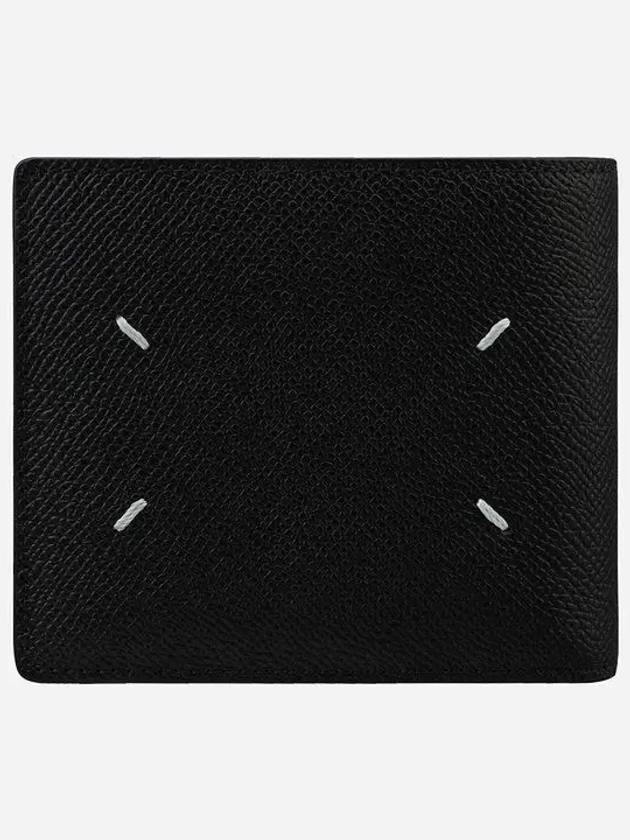 Stitched Bifold Leather Half Wallet Black - MAISON MARGIELA - BALAAN 2