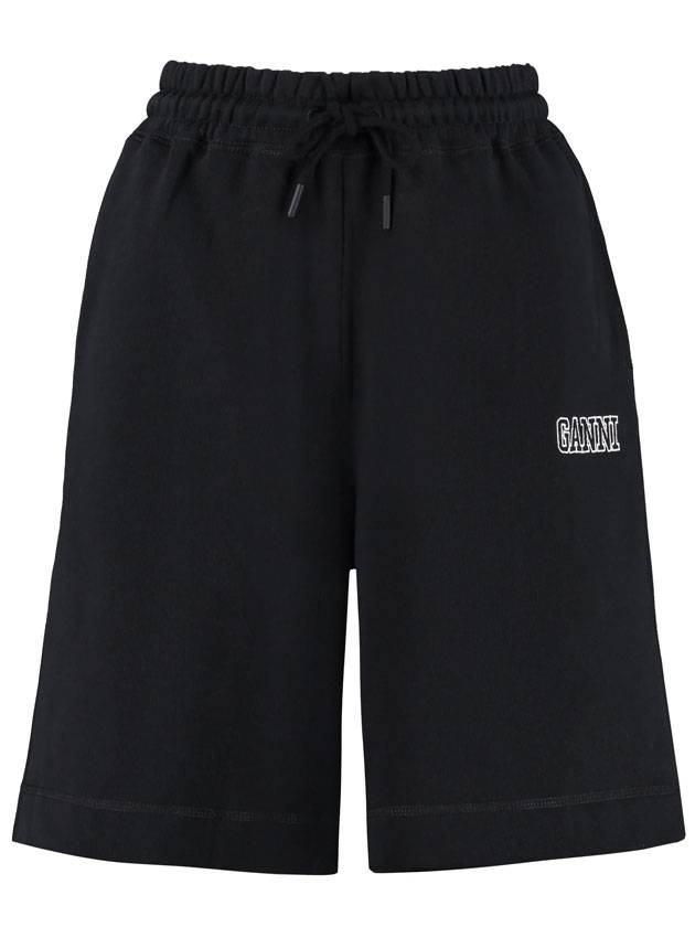 Embroidered Logo Track Shorts Black - GANNI - BALAAN 1