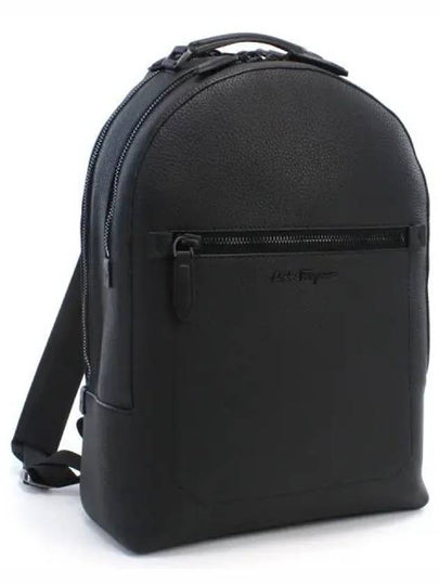 Men's Logo Patch Leather Backpack Black - SALVATORE FERRAGAMO - BALAAN 2