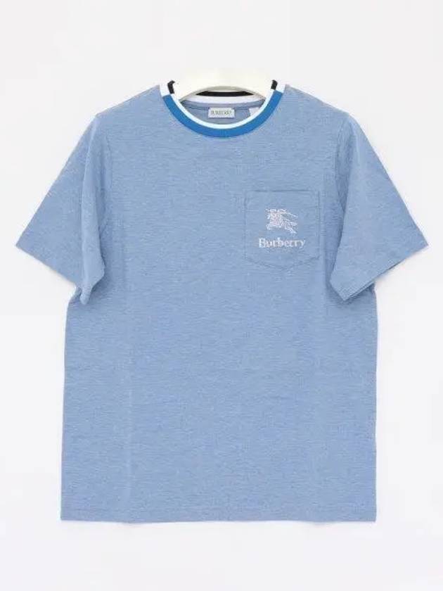 Kids EKD Embroidered Short Sleeve T-Shirt Light Blue Melange - BURBERRY - BALAAN 2