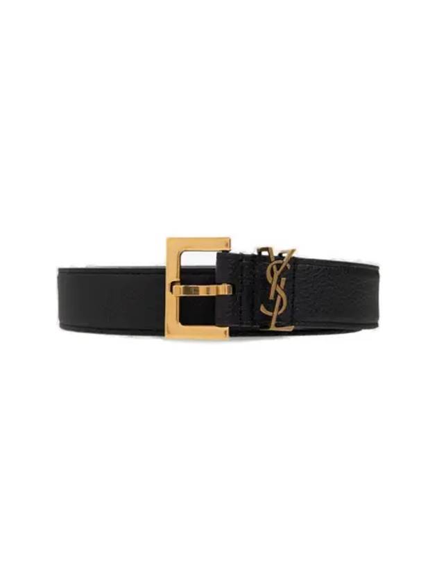 Monogram Square Leather Belt Black - SAINT LAURENT - BALAAN 2