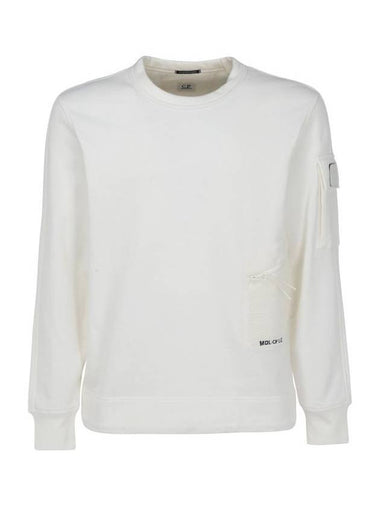 Metropolis Diagonal Fleece Utility Pocket Sweatshirt White - CP COMPANY - BALAAN 1