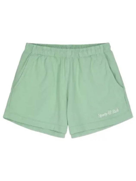 Italic Logo Embroidered Disco Shorts Pants Jade - SPORTY & RICH - BALAAN 1