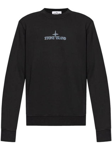 66182 Cotton Fleece Crew Neck Sweatshirt Black - STONE ISLAND - BALAAN 1