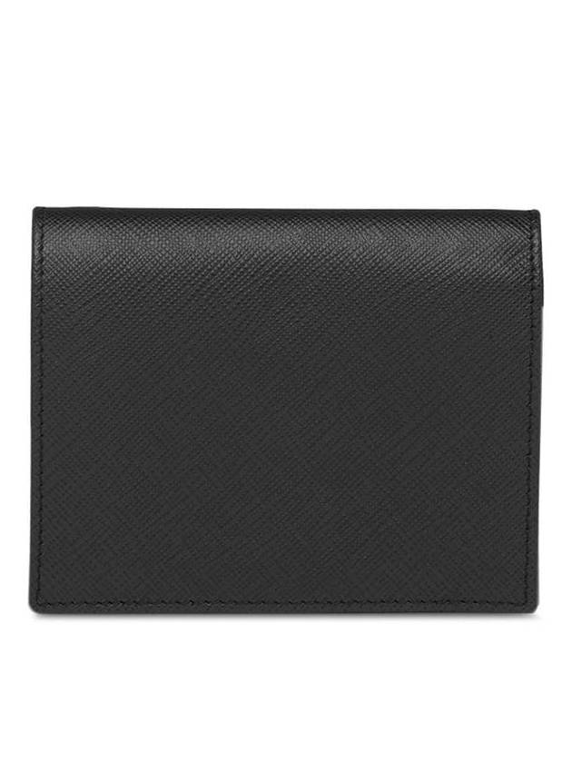 Gold Hardware Triangle Logo Saffiano Half Wallet Black - PRADA - BALAAN 3