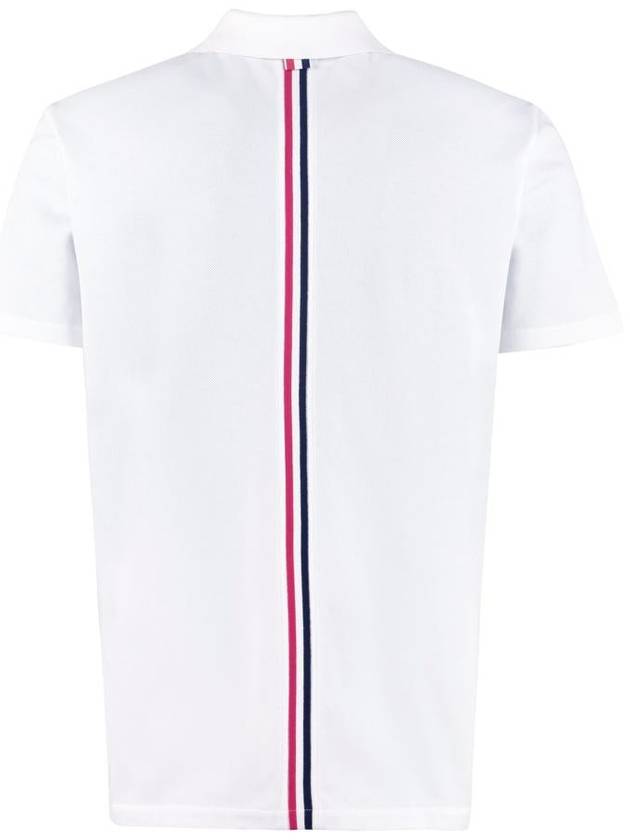 Men's Cotton Pique Center Bag Striped Short Sleeve Polo Shirt White - THOM BROWNE - BALAAN 3