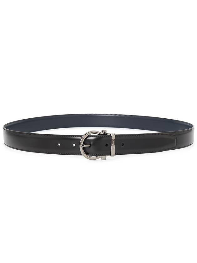 Gancini Reversible Leather Belt Black - SALVATORE FERRAGAMO - BALAAN 4