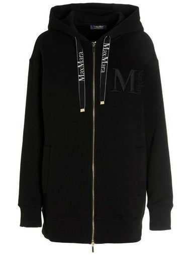 Albero Logo Cotton Zip-Up Hoodie Black - MAX MARA - BALAAN 1