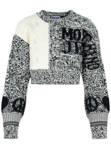 Moschino Jeans 'Patch' White Cotton Blend Sweater - MOSCHINO - BALAAN 1