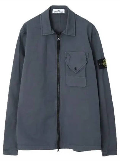 Stretch Cotton Gabardine Overshirt Jacket Dark Grey - STONE ISLAND - BALAAN 2