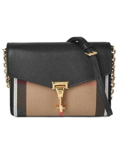 Baby Macken House Check Derby Leather Crossbody Bag Black - BURBERRY - BALAAN 1