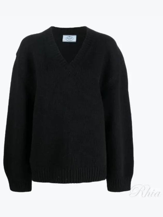 Wool cashmere V-neck knit - PRADA - BALAAN.