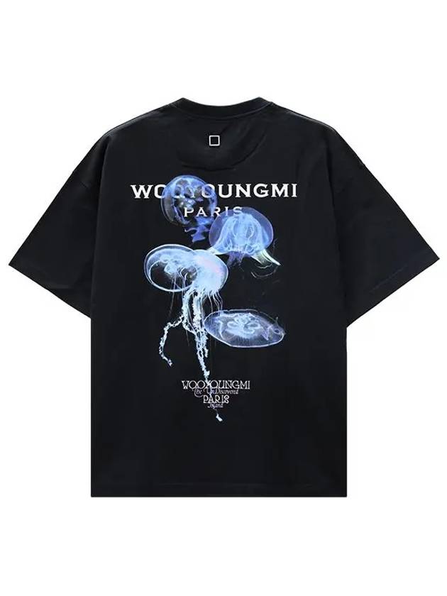 Jellyfish Back Logo Cotton Short Sleeve T-Shirt Black - WOOYOUNGMI - BALAAN 3