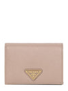 Small Saffiano Leather Half Wallet Beige - PRADA - BALAAN 2