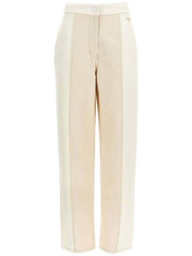 Two Tone Long Jeans White - FENDI - BALAAN 2