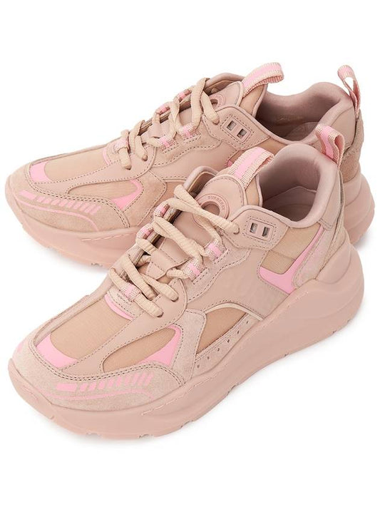 Logo Imbossed Leather Suede Low Top Sneakers Dusty Pink - BURBERRY - BALAAN 2