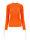 Lace-Up Cut-Out Sleeve Rib Knit Top Orange - OFF WHITE - BALAAN 2