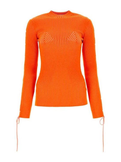 Lace-Up Cut-Out Sleeve Rib Knit Top Orange - OFF WHITE - BALAAN 2