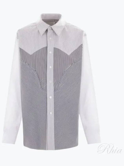 Striped Patchwork Long-Sleeved Shirt - MAISON MARGIELA - BALAAN 2