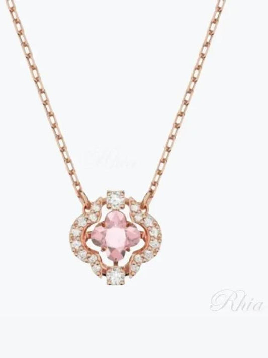 Una Sparkling Dance Clover Necklace Pink Rose Gold - SWAROVSKI - BALAAN 2