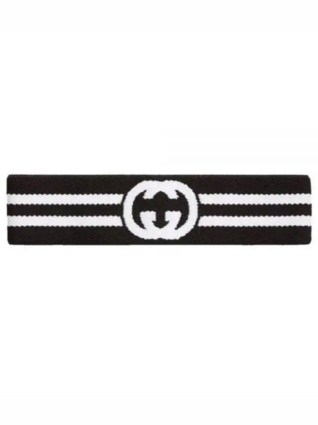 Interlocking G Stripe Hairband Black - GUCCI - BALAAN 2