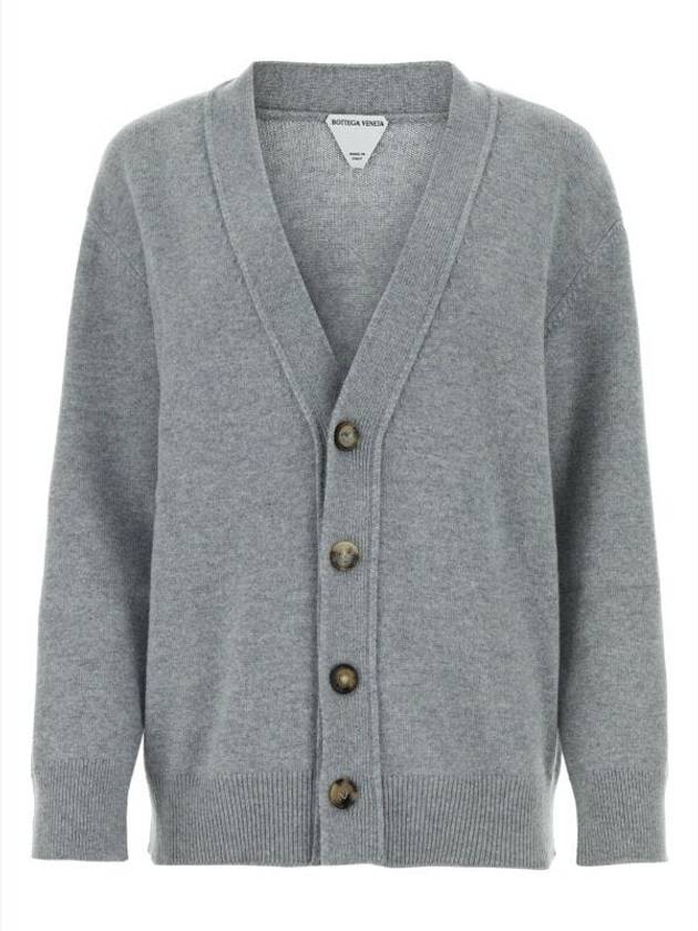 Intrecciato Leather Patch Cardigan Light Grey Melange - BOTTEGA VENETA - BALAAN 2