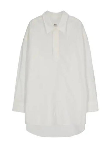 Oversized curved hem shirt white - AMI - BALAAN 1