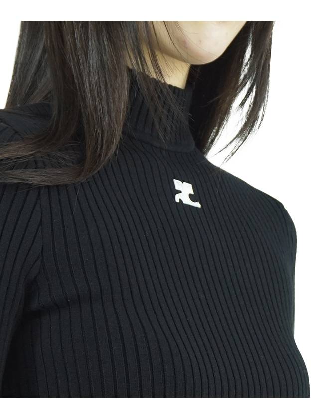 Reedition Knit Short Sleeve Turtle Neck Black - COURREGES - BALAAN 8