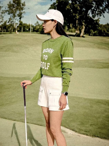 BORN TO GOLF CREW NECK SWEATER BORN TO GOLF CREW NECK SWEATER GREEN - MONBIRDIE GOLF - BALAAN 1