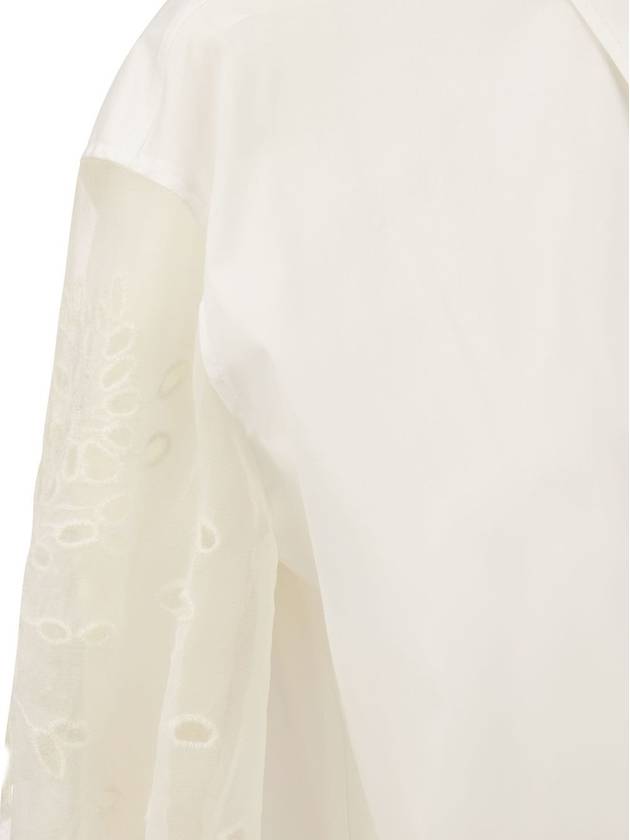 Stretch Cotton Poplin Broderie Shirt White - BRUNELLO CUCINELLI - BALAAN 5