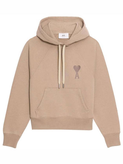 Heart Logo Cotton Hoodie Beige - AMI - BALAAN 2