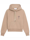 Heart Logo Cotton Hoodie Beige - AMI - BALAAN 1