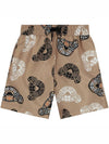 Kids Thomas Bear Cotton Swim Shorts Brown - BURBERRY - BALAAN 1