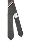 Three Stripes Classic RWB Selvage Super 120 Count Wool Tie Dark Grey - THOM BROWNE - BALAAN 2