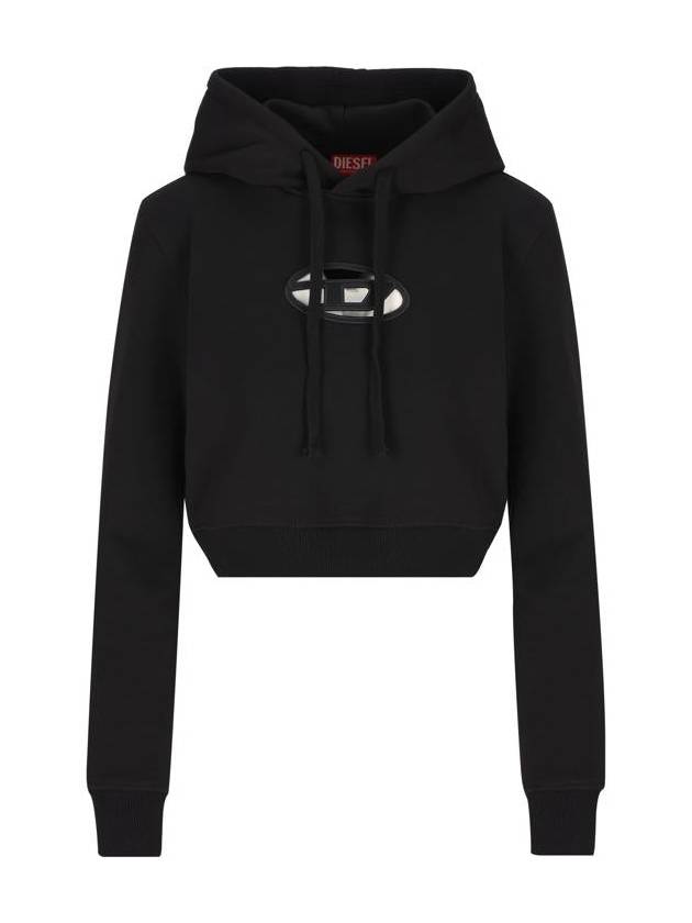 F Slimmy Hood OD Cut Out Oval D Logo Hoodie Black - DIESEL - BALAAN 2