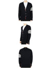 Men's Sustainable Classic Diagonal Wool Cardigan Navy - THOM BROWNE - BALAAN 4