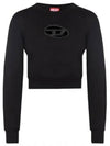 F Slimmy Cutout Logo Crop Sweatshirt Black - DIESEL - BALAAN 2