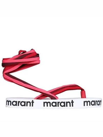 Tuoni Lace-Up Platform Sandals Red - ISABEL MARANT - BALAAN 2