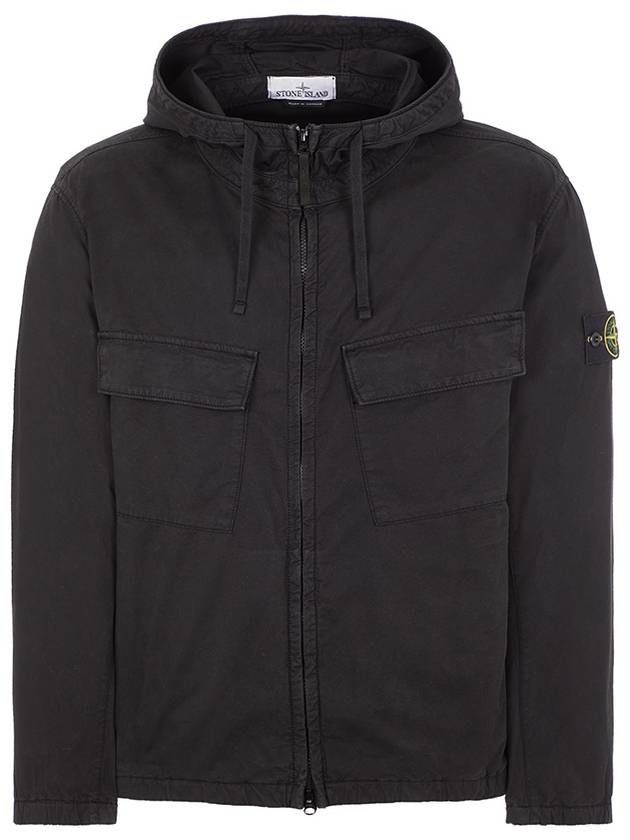 Cotton Twill Stretch Hooded Jacket Black - STONE ISLAND - BALAAN 2