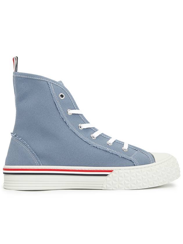 Tartan Sole Canvas High Top Sneakers Blue - THOM BROWNE - BALAAN 5