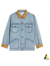 Trucker Oversized Fit Denim Jacket Blue - CELINE - BALAAN 2