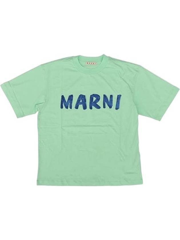 Logo Lettering Boxy Fit Short Sleeve T-Shirt Light Green - MARNI - BALAAN 2