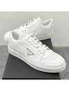 Downtown Triagle Logo Leather Low Top Sneakers White - PRADA - BALAAN 5